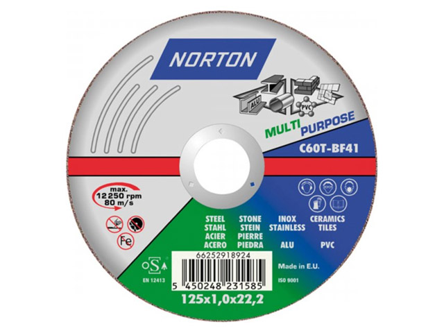 Norton отрезной круг Multi Purpose Multi-Material для всех материалов (125×1.6x22.23, C46T, BF41, 66252828952)
