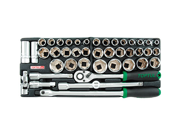 TOPTUL Набор головок торцевых 1/2" 43предм. 6гр. с трещоткой (GCAT4301)
