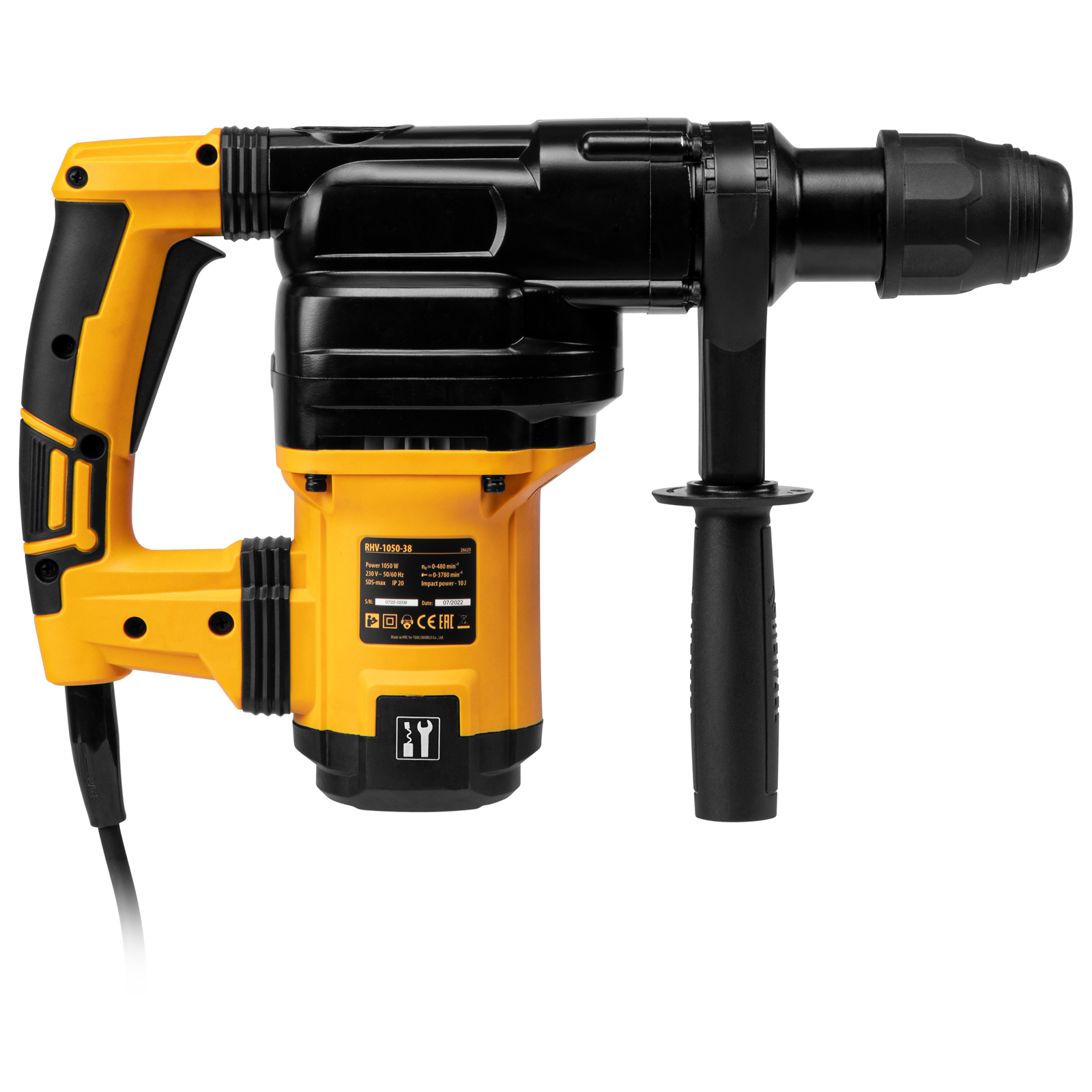 DENZEL Перфоратор электрический  RHV-1050-38-max, SDS-max, 1050 Вт, 10 Дж, 2 плюс 1 режим