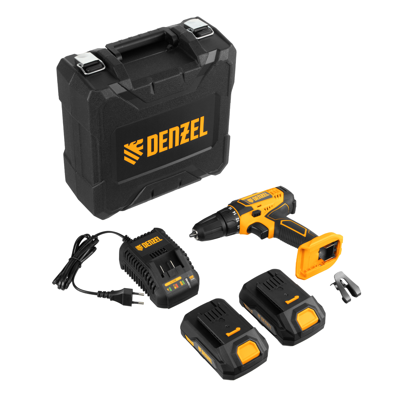 DENZEL Аккумуляторная дрель-шуруповерт CDL-18-02BM, Li-Ion, 18 В, 2 акк.