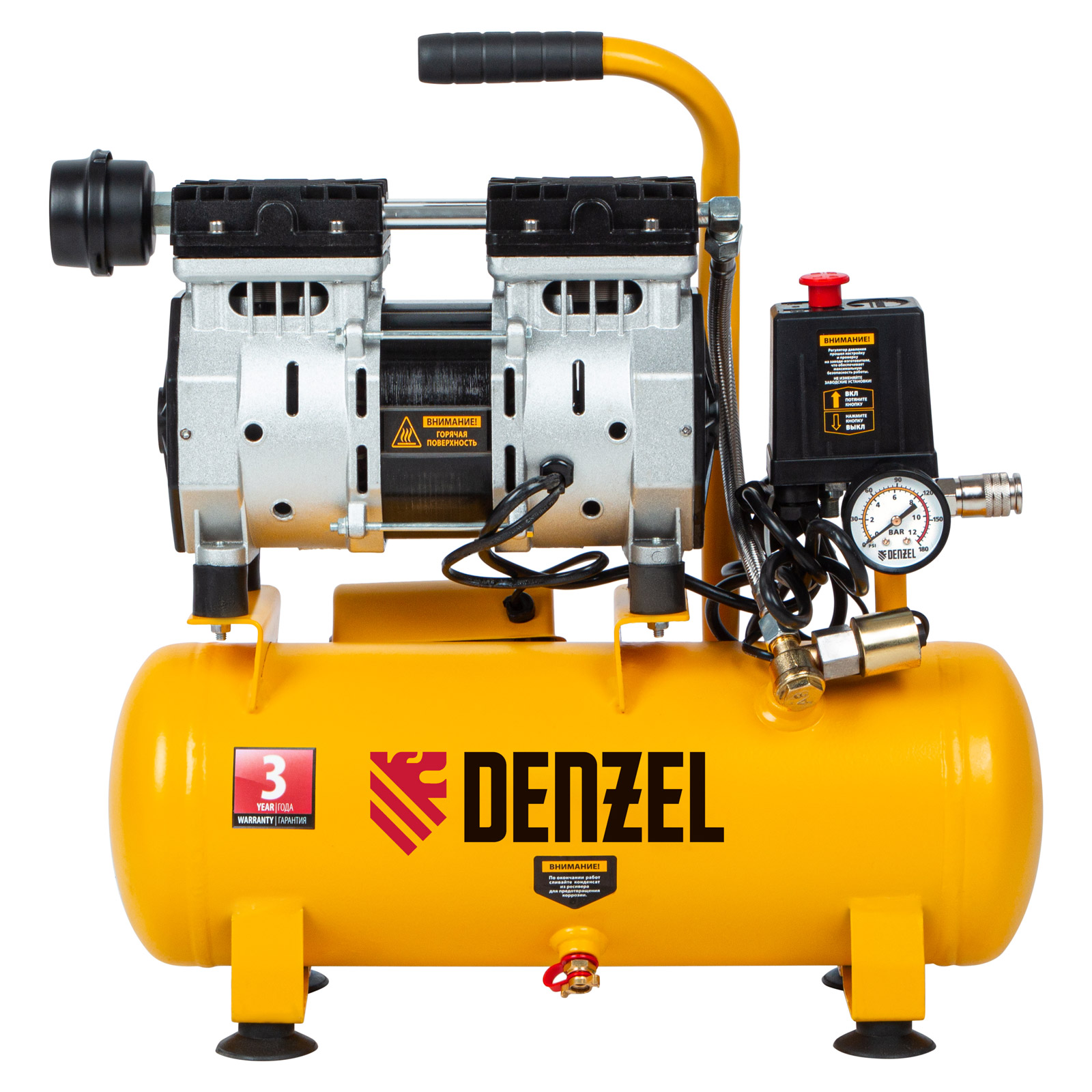 DENZEL Компрессор DLS650/10 безмаслянный малошумный(58021)