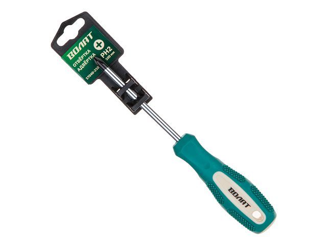 ВОЛАТ Отвертка ("+" №2 100мм PH крестовая Phillips, двухкомп. рукоятка Anti-Slip, 17040-210)