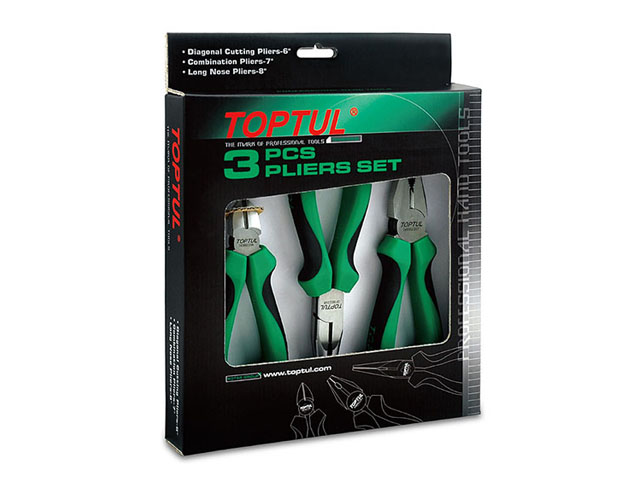 TOPTUL Набор бокорезы, плоскогубцы, тонкогубцы 3пр. (GAAE0302)