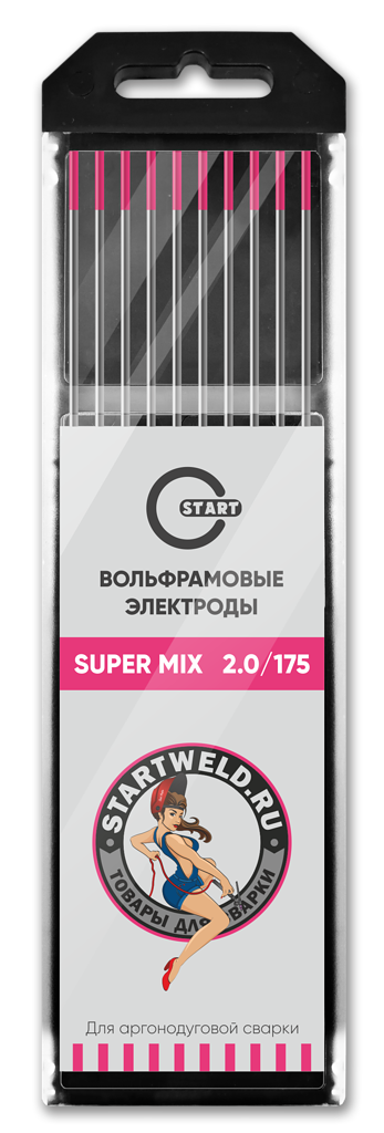START Вольфрамовый электрод (SUPER MIX, 2,0/175 mm, розовый, WE20175)