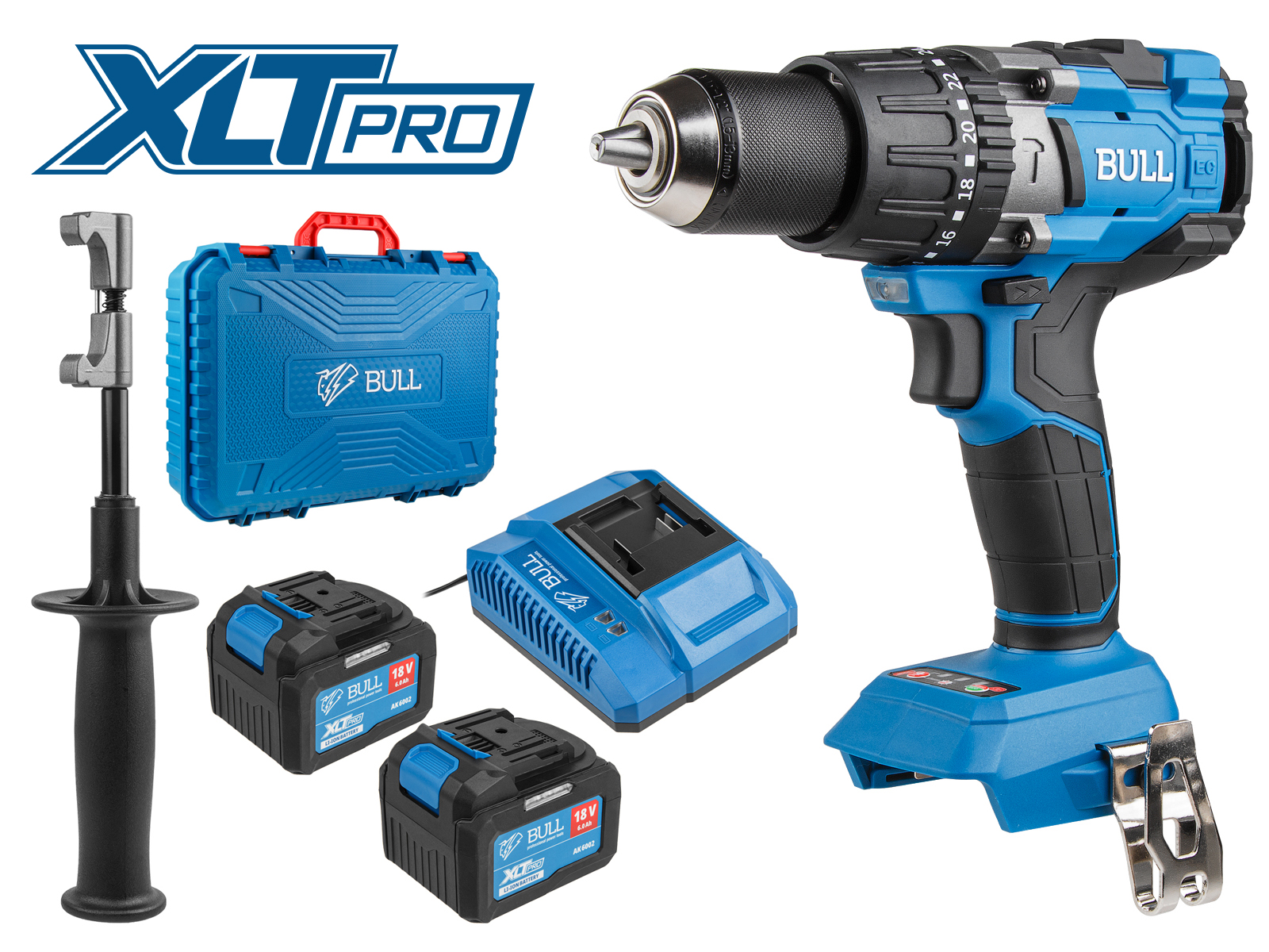 BULL Аккумуляторная дрель-шуруповерт SR 1805 XLTpro (В чемодане, 2х6 А*ч, 18 В, 120 Н*м, БЗП(мет.) 13 мм, 1329604)