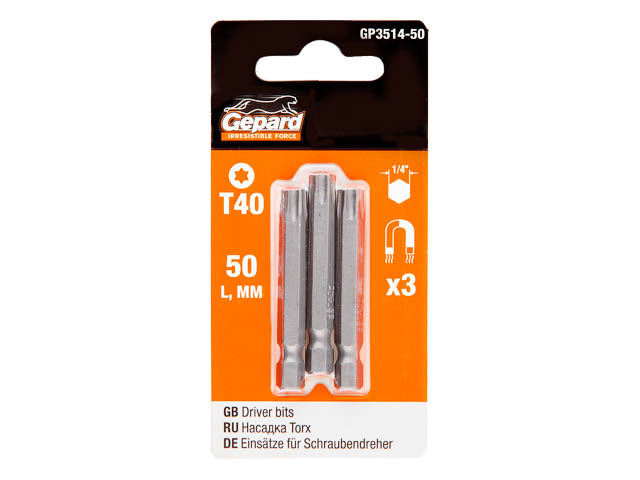 GEPARD Насадка TORX магнитная (T40 50мм 3шт, GP3514-50)