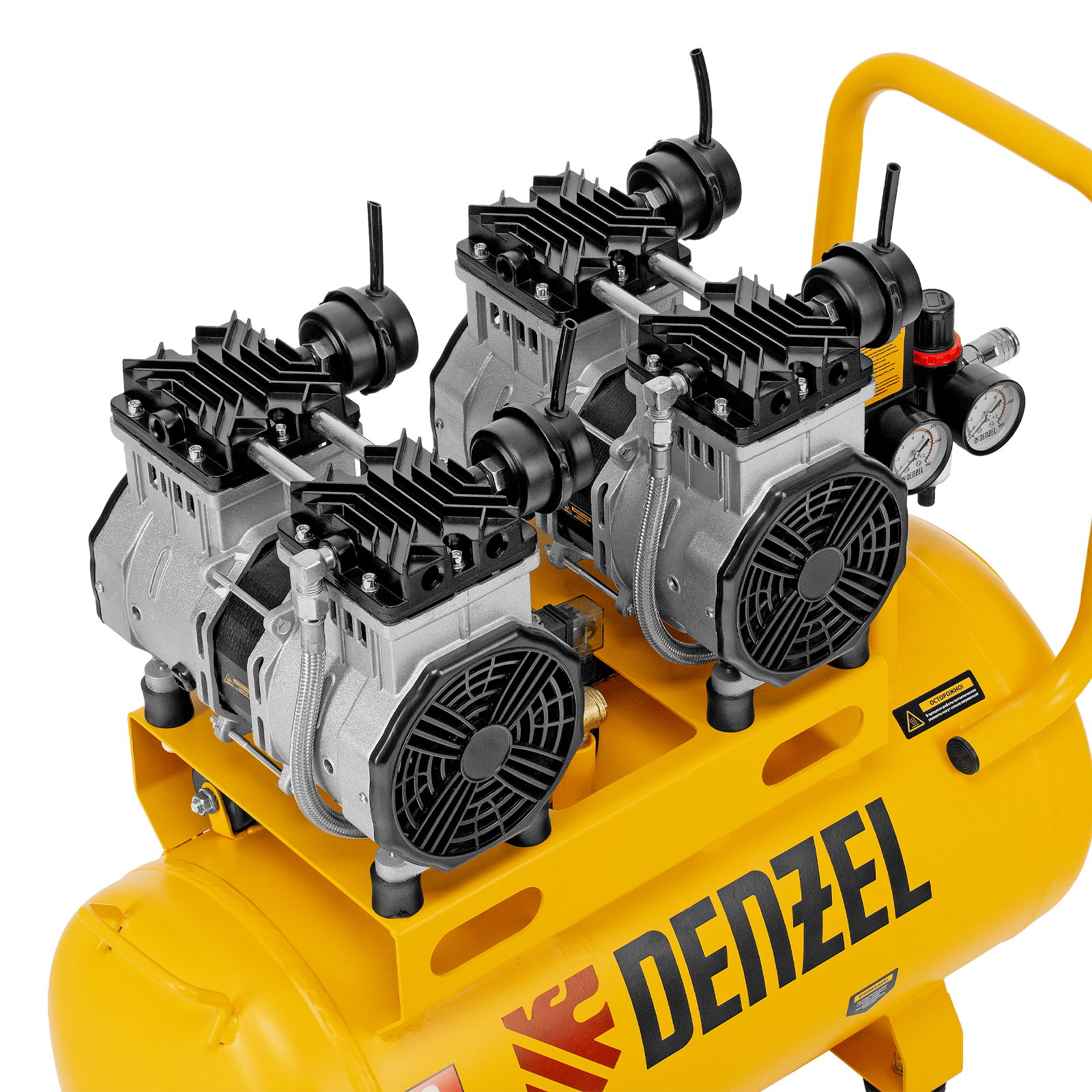 DENZEL Компрессор DLS 2200/50, 2200 Вт, 2x1100, 50 л, 380 л/мин безмасляный, малошумный(58031)
