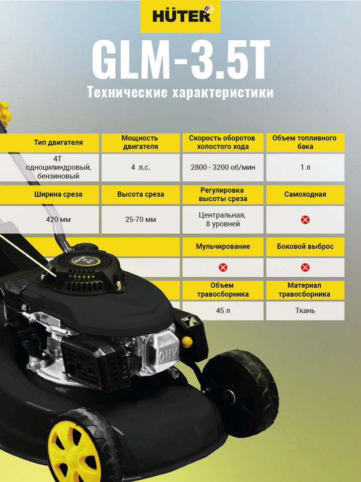 Huter Газонокосилка бензиновая GLM-3.5T