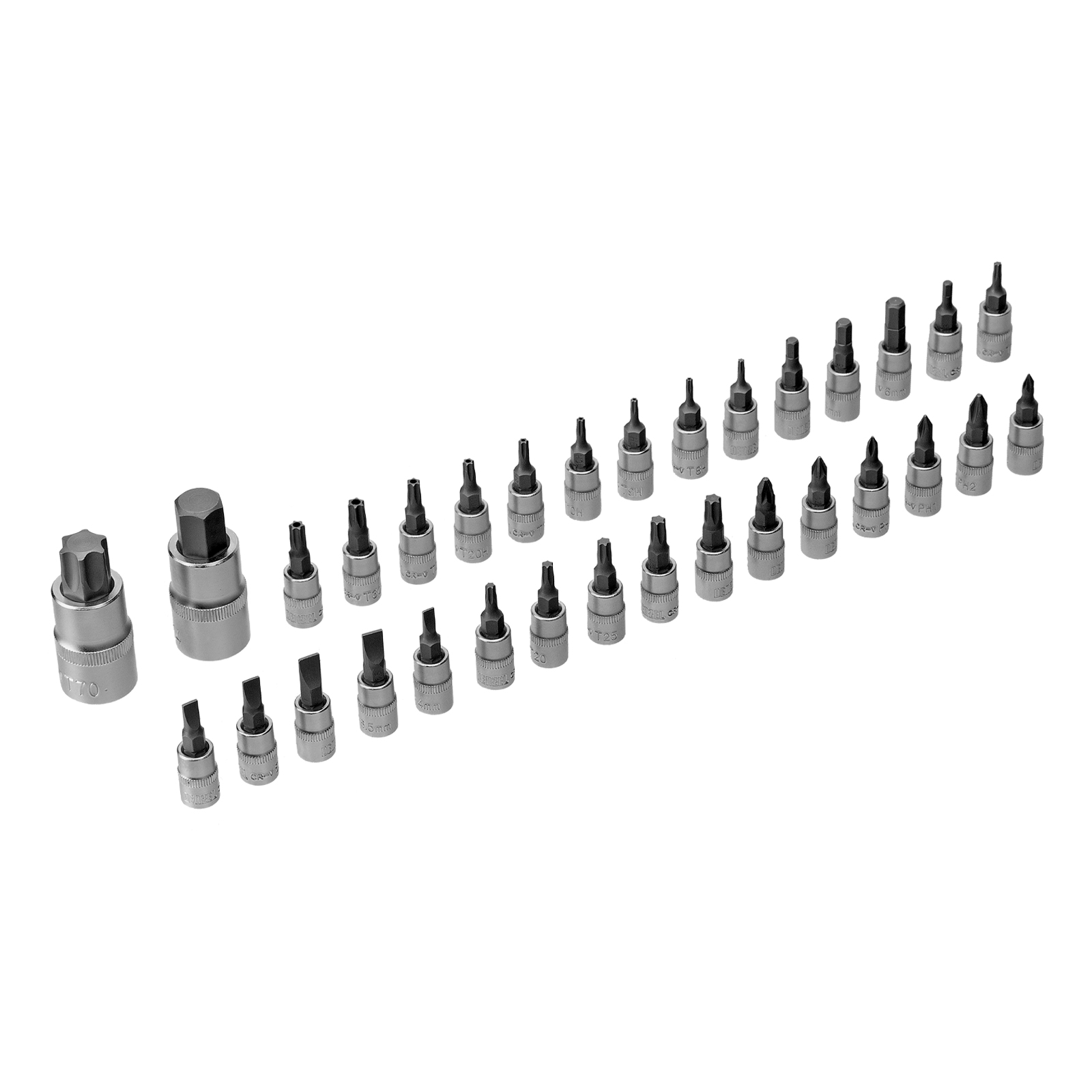 DENZEL Набор инструментов 1/2", 1/4", 3/8", CrV, S2, пластиковый кейс, 216 предметов