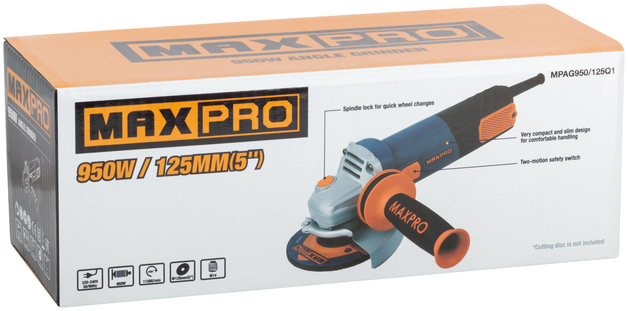 MAX-PRO Шлифмашина угловая одноручная (MPAG950/125Q1)
