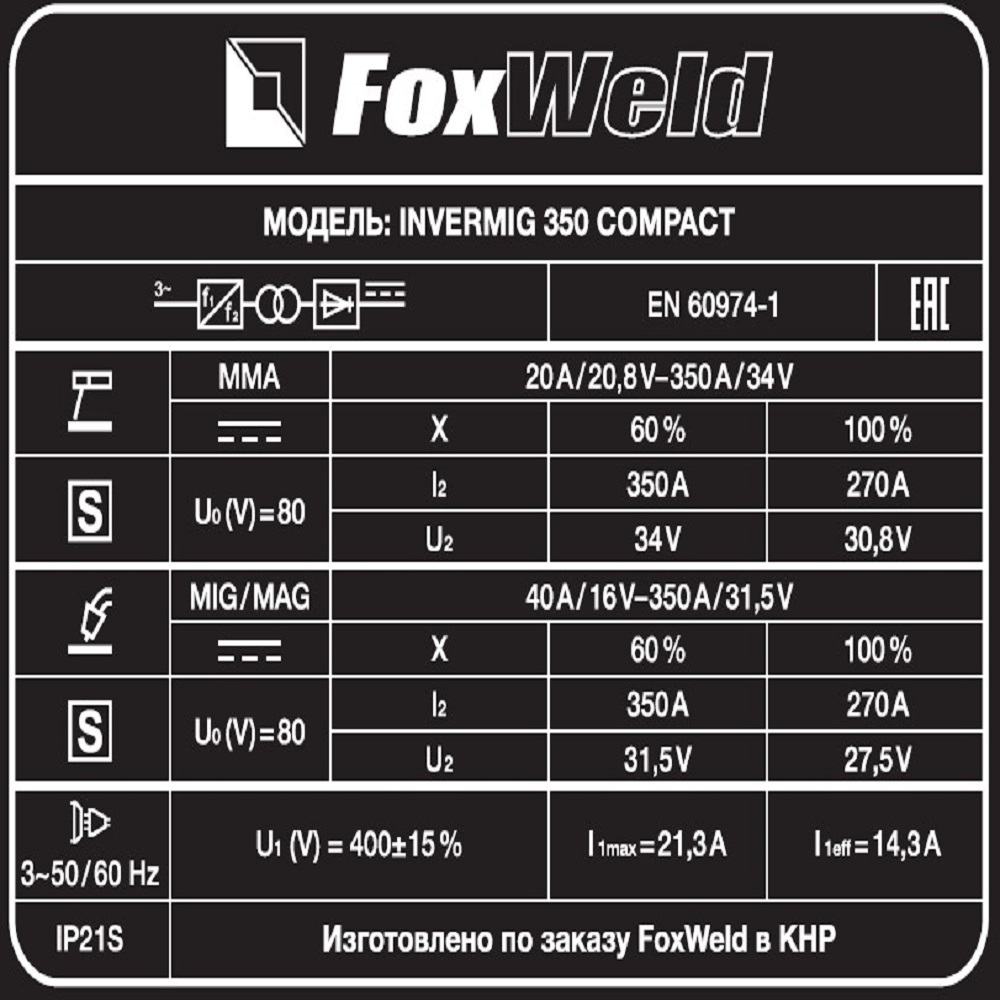 Foxweld Сварочный полуавтомат INVERMIG 350 COMPACT