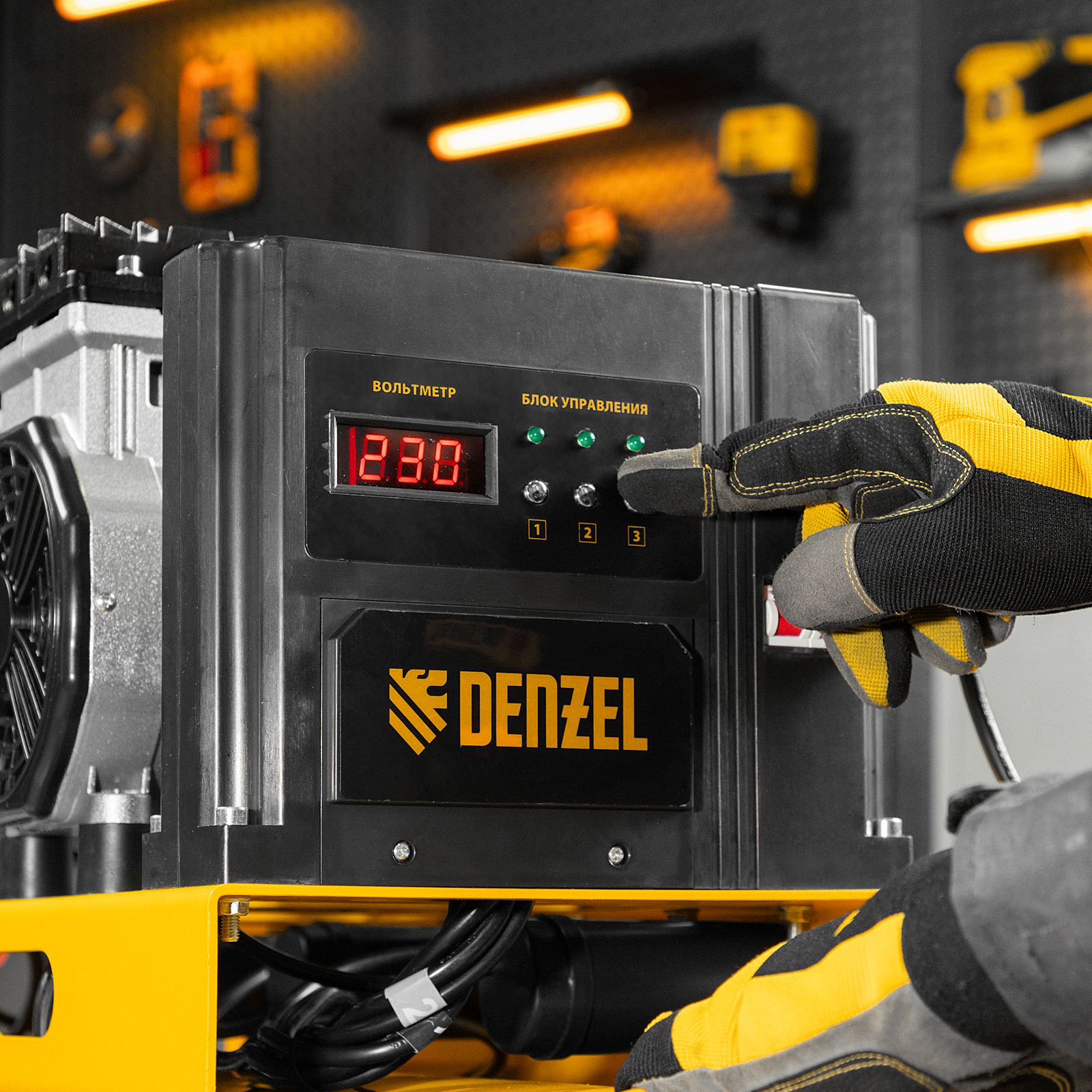 DENZEL Компрессор DLS 3300/100, 3300 Вт,3x1100, 100 л, 570 л/мин безмаслянный малошумный