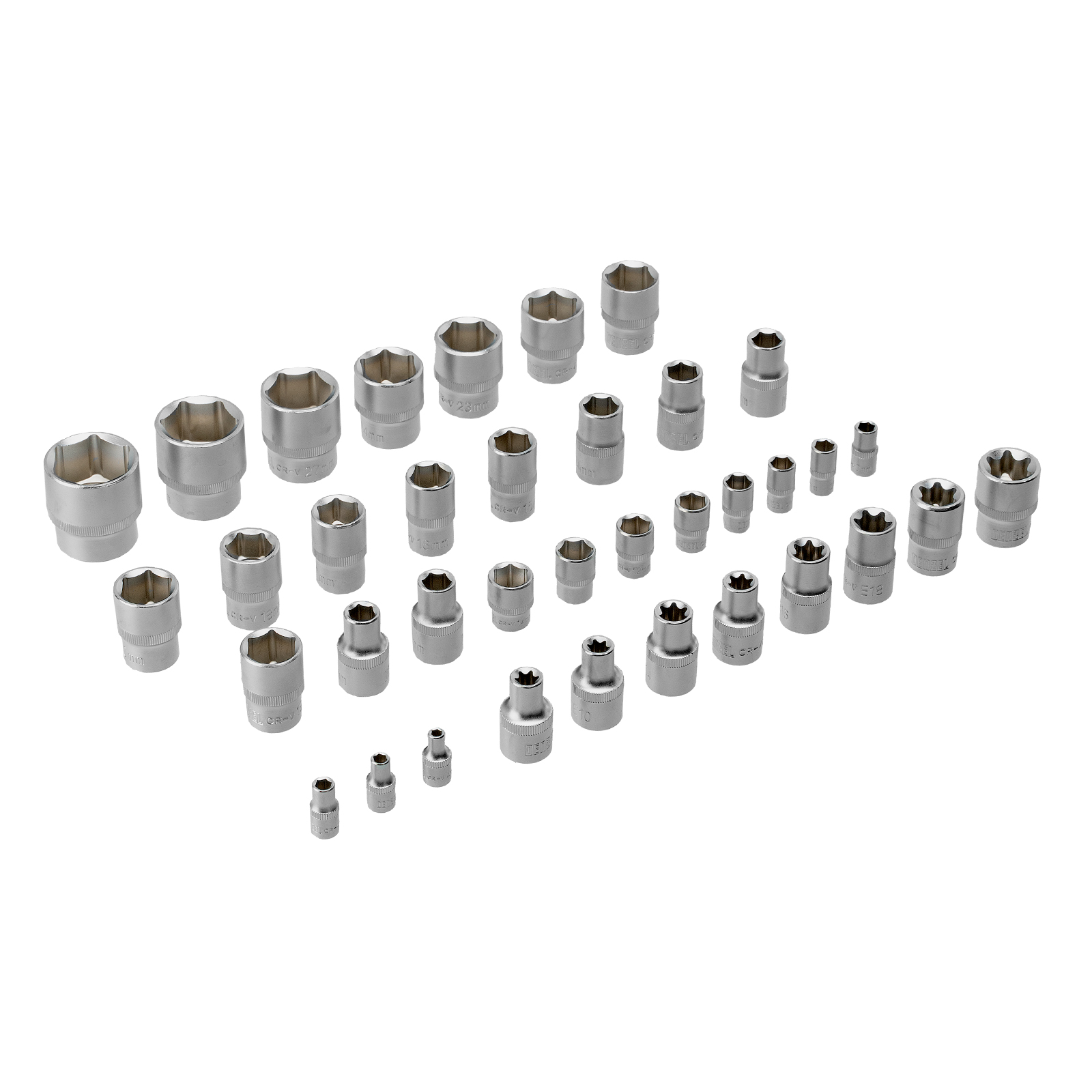 DENZEL Набор инструментов 1/2", 1/4", CrV, S2, пластиковый кейс, 122 предмета
