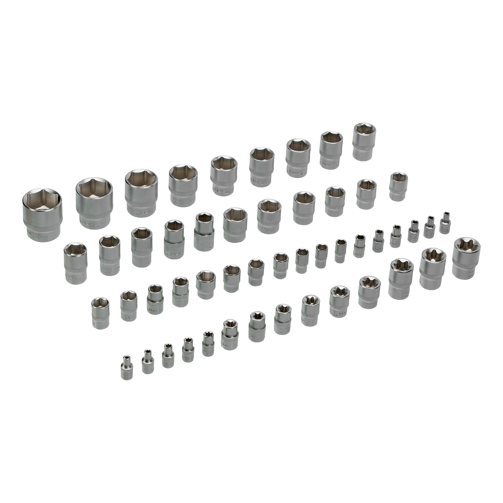 DENZEL Набор инструментов 1/2", 1/4", 3/8", CrV, S2, пластиковый кейс, 216 предметов