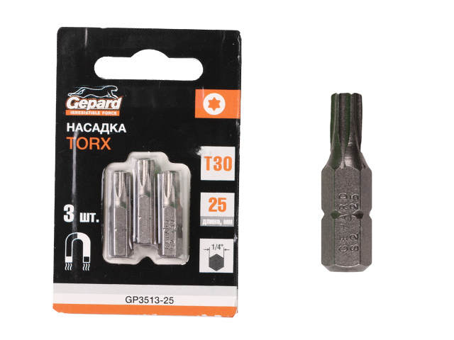 GEPARD Насадка TORX магнитная (T30 25мм 3шт, GP3513-25)