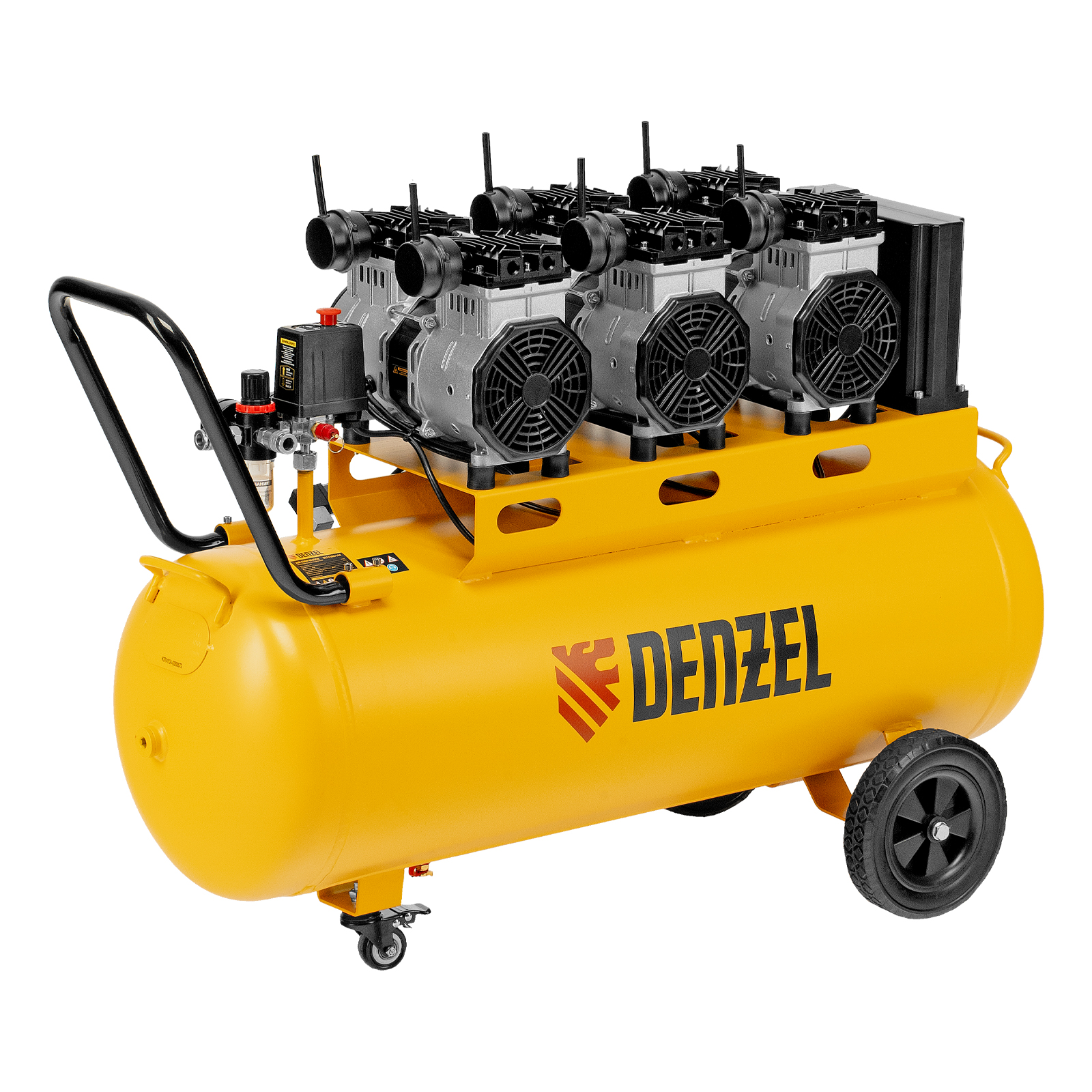 DENZEL Компрессор DLS 3300/100, 3300 Вт,3x1100, 100 л, 570 л/мин безмаслянный малошумный
