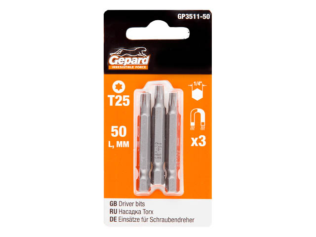 GEPARD Насадка TORX магнитная (T25 50мм 3шт, GP3511-50)