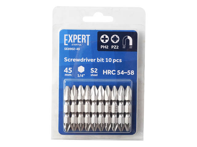 STARTUL Насадка крестообразная EXPERT (PH2-PZ2 45мм 10шт, SE8902-45)