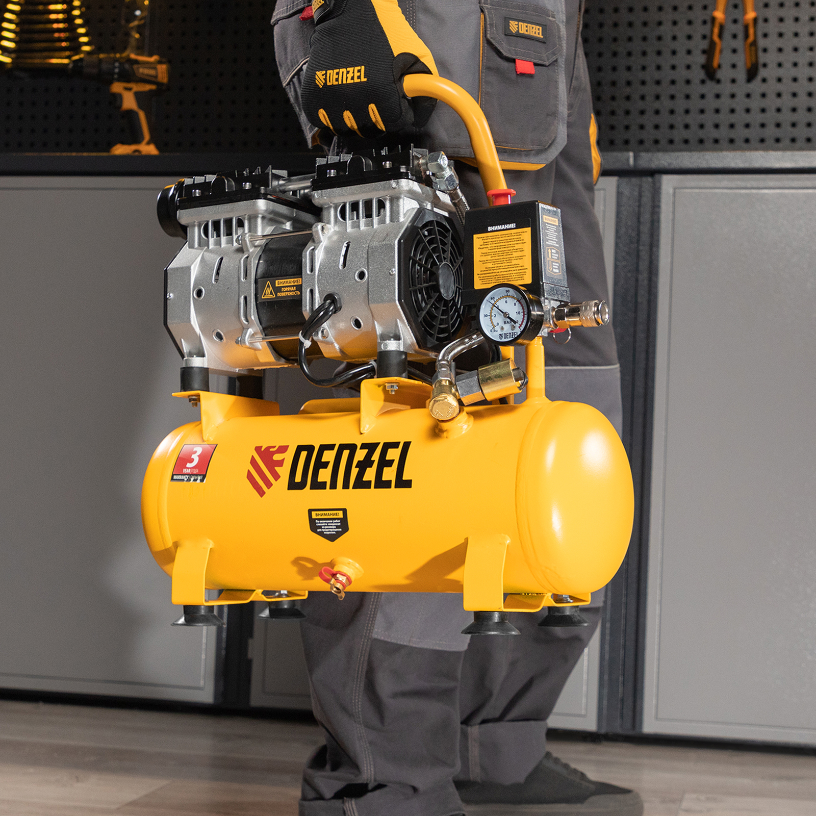 DENZEL Компрессор DLS650/10 безмаслянный малошумный(58021)