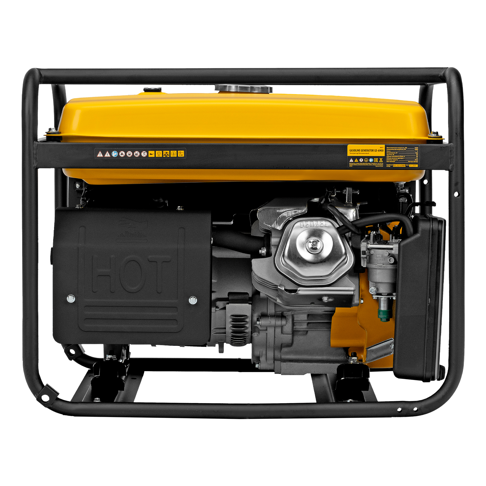 DENZEL Генератор бензиновый GE 6900, 5.5 кВт, 220 В/50 Гц, 25 л, ручной старт