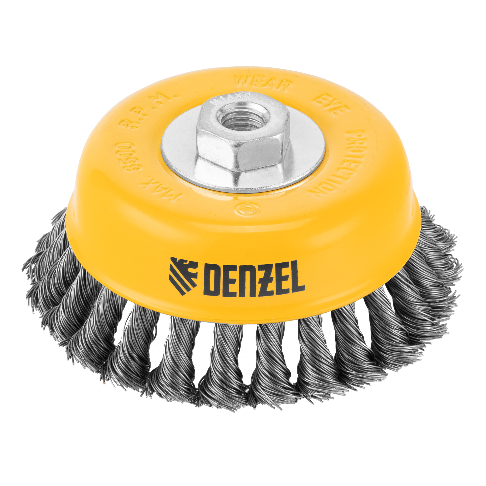 DENZEL Щетка для УШМ (125 mm, чашка, крученая нержавеющая проволока 0.5 мм, М14 746273)