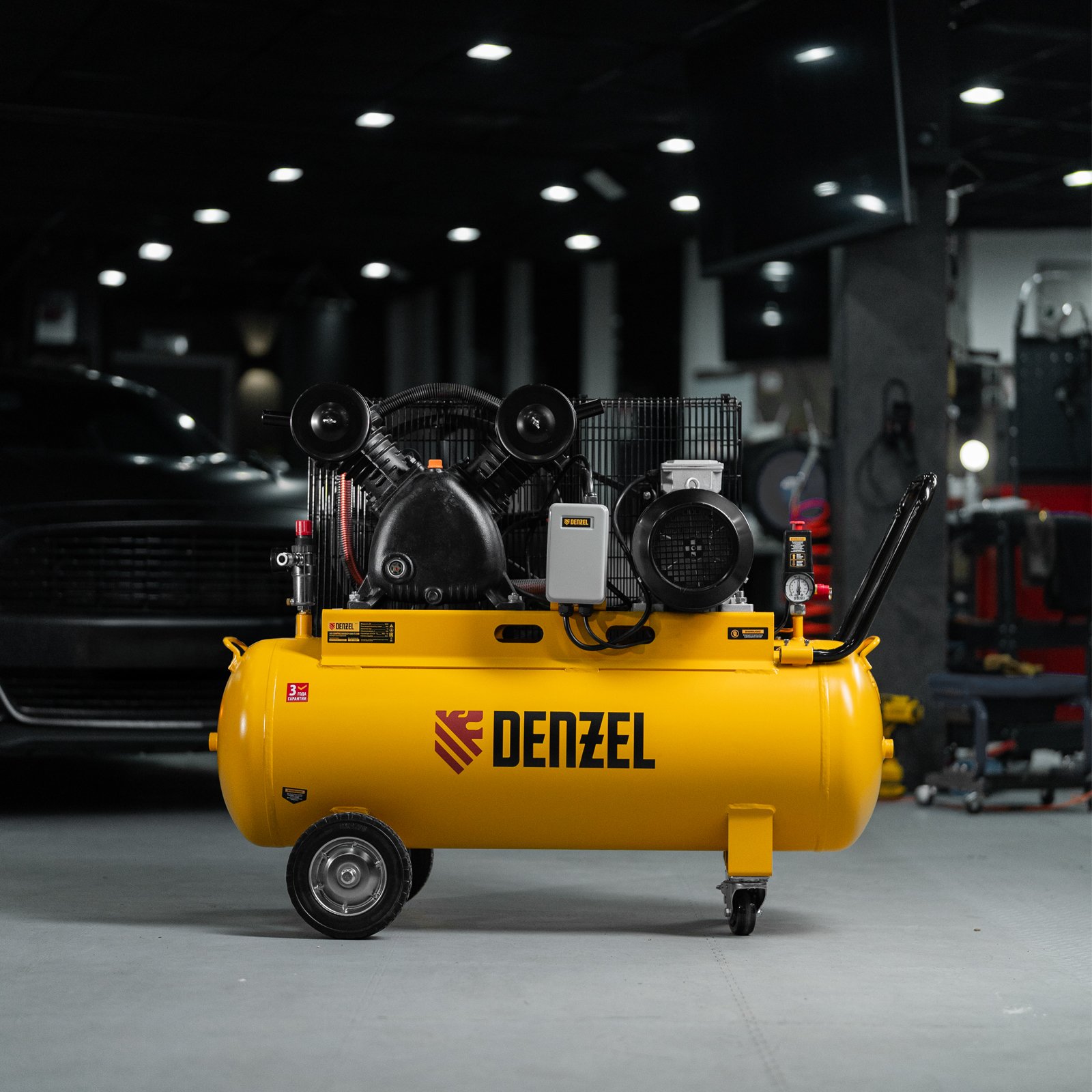 DENZEL Компрессор воздушный  рем. привод BCV 4000-T/100, 4,0 кВт, 100 литров, 690 л/мин(58117)