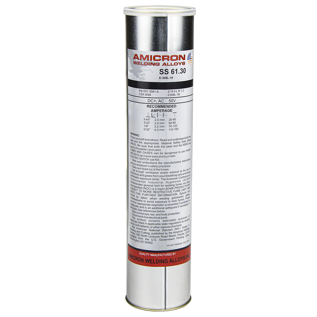 AMICRON WELDING ALLOYS SS 61.30 (3.2x350mm (5.0kg), жестяная банка, 06AMSS32)
