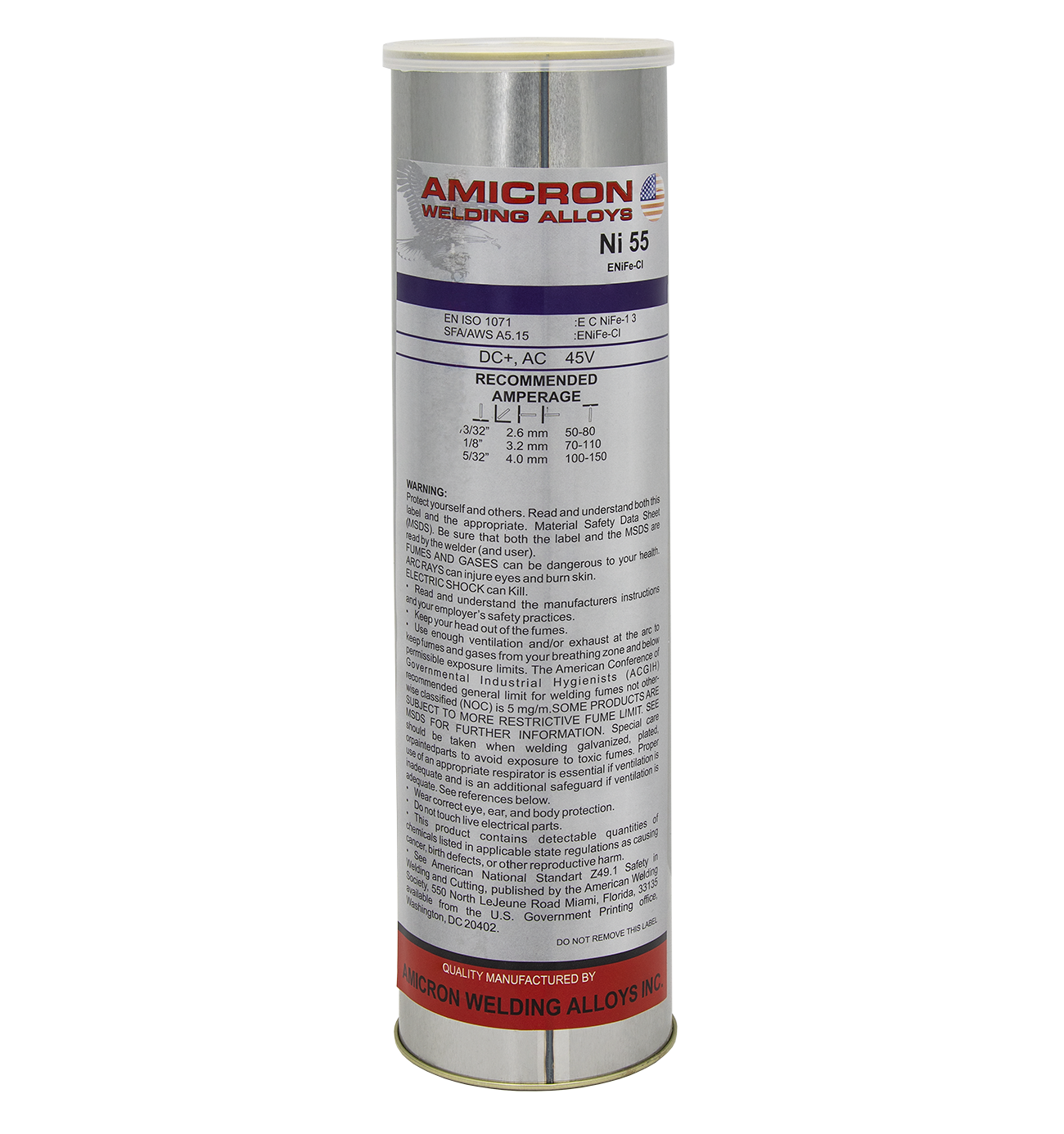 AMICRON WELDING ALLOYS Ni 55 (2.6x350mm (4.0kg), жестяная банка, 06AMNI526)