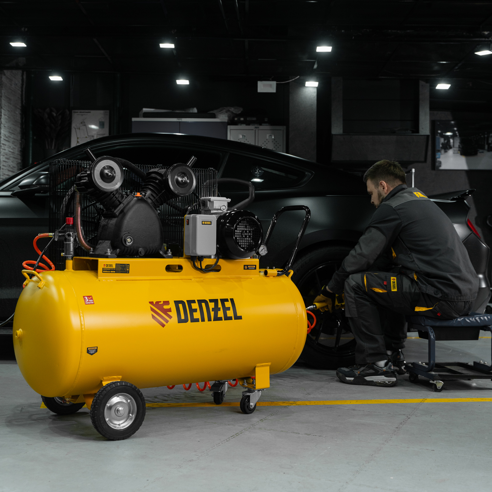 DENZEL Компрессор воздушный  рем. привод BCV 4000-T/200, 4,0 кВт, 200 литров, 690 л/мин(58120)