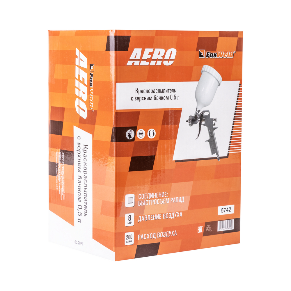 Foxweld Краскораспылитель AERO с верхним бачком 0.5л (5742)