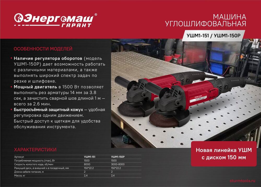 Энергомаш Углошлифмашина (болгарка) Гарант УШМ1-150Р