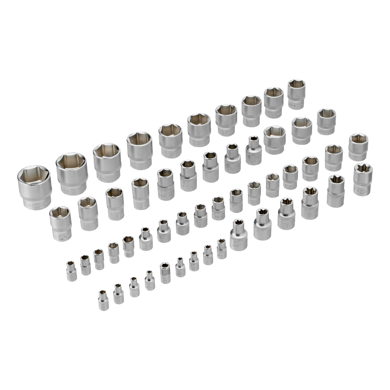DENZEL Набор инструментов 1/2", 1/4", 3/8", CrV, S2, пластиковый кейс, 144 предмета
