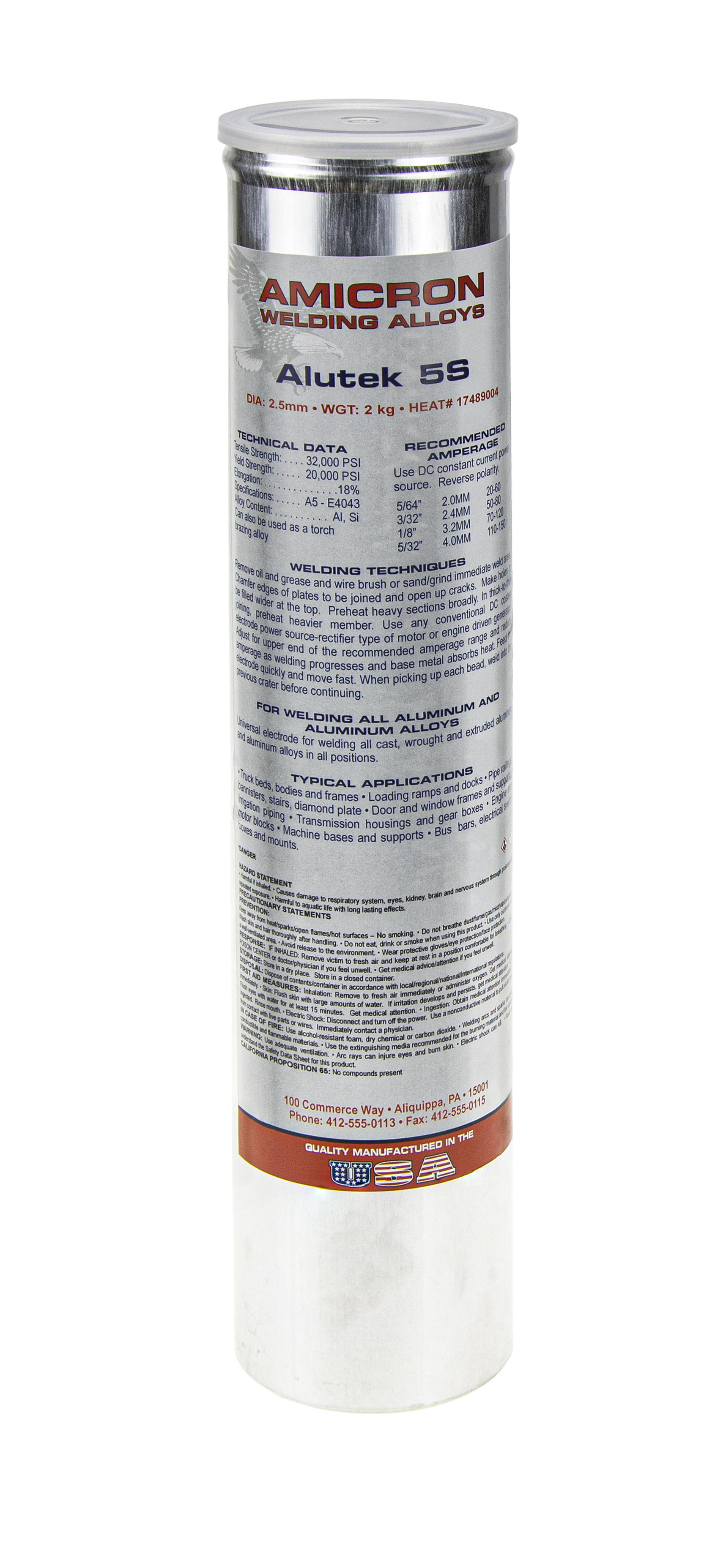 AMICRON WELDING ALLOYS Alutek 5S (2.5x350mm (2.0kg), жестяная банка, 06AMAL25)