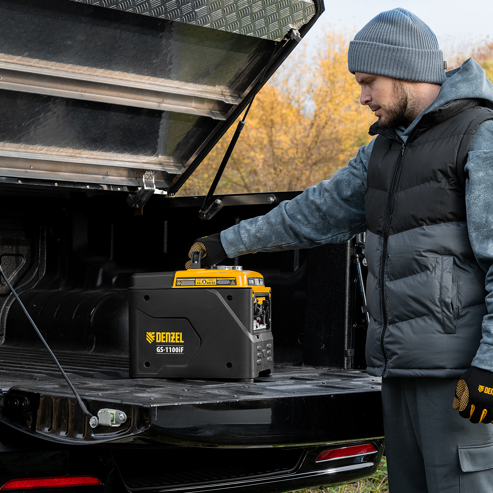 DENZEL Генератор инверторный GS-1100iF, 1,1 кВт, 230 В, ручной старт
