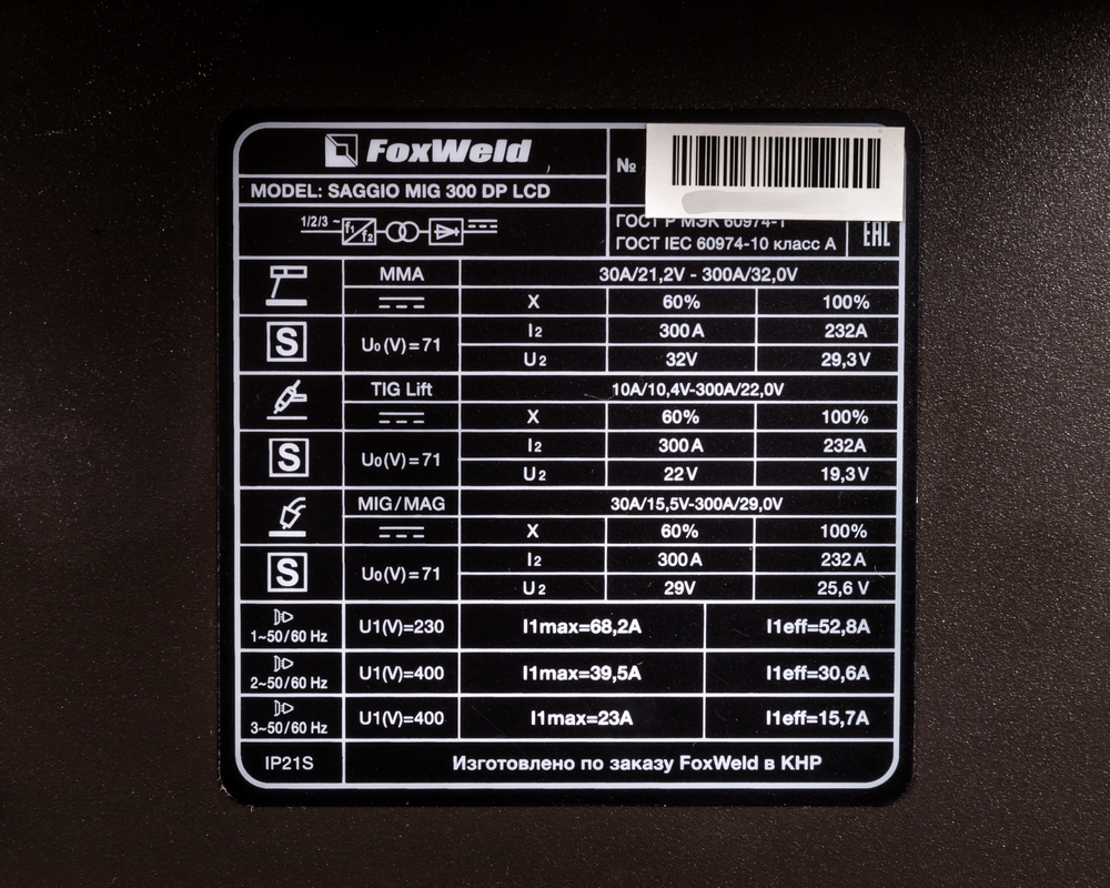 Foxweld Сварочный полуавтомат SAGGIO MIG 300 DP LCD
