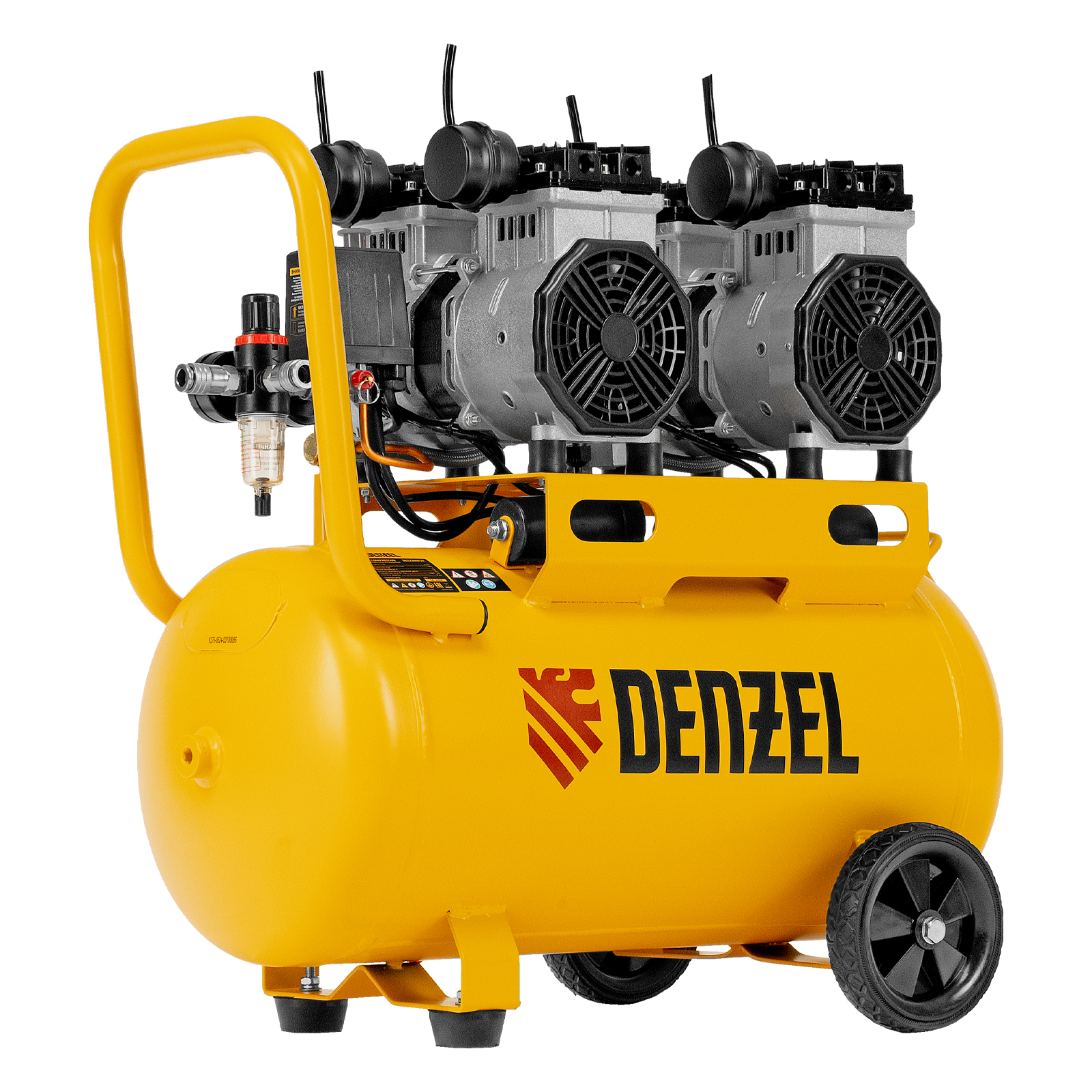 DENZEL Компрессор DLS 2200/50, 2200 Вт, 2x1100, 50 л, 380 л/мин безмасляный, малошумный(58031)