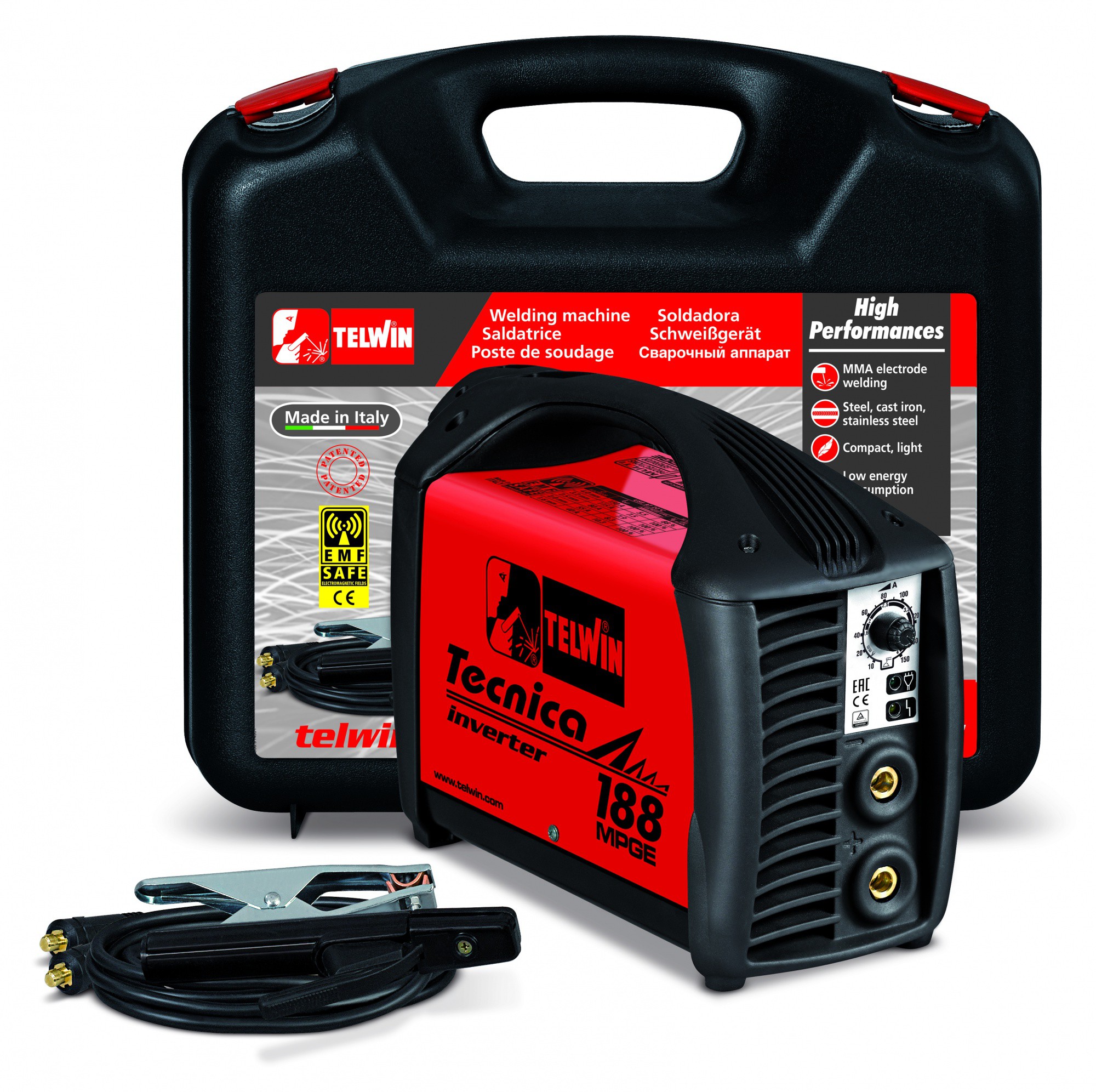 TELWIN Сварочный инвертор TECNICA 188 MPGE 230V ACX+PLAST.C.CASE