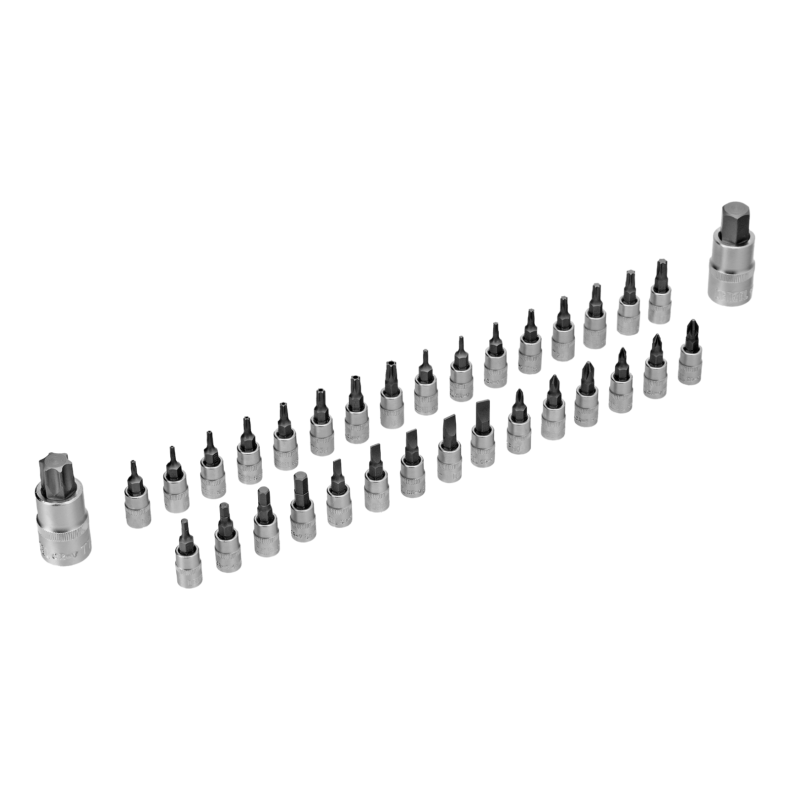 DENZEL Набор инструментов 1/2", 1/4", CrV, S2, пластиковый кейс, 194 предмета