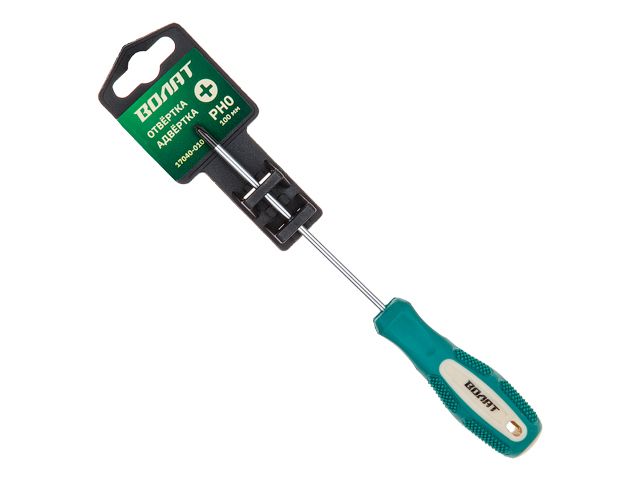 ВОЛАТ Отвертка ("+" №0 100мм PH крестовая Phillips, двухкомп. рукоятка Anti-Slip, 17040-010)