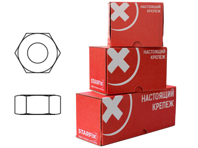 STARFIX Гайка шестиграннная, цинк, DIN 934 (М20, кл.пр. 6, (20 шт в карт. уп.), SMC2-47288-20)