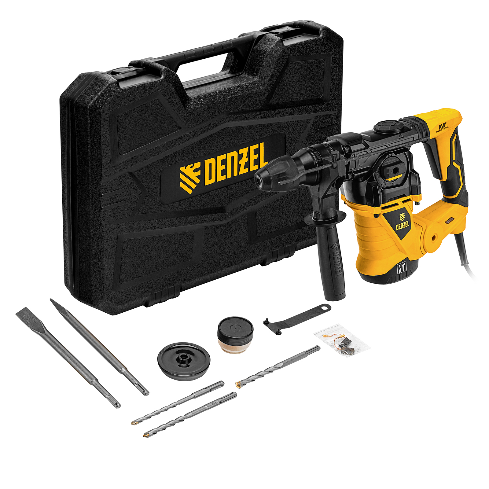 DENZEL Перфоратор электрический  RHV-1250-30, SDS-plus, 1250 Вт, 5 Дж, 3 плюс 1 режим